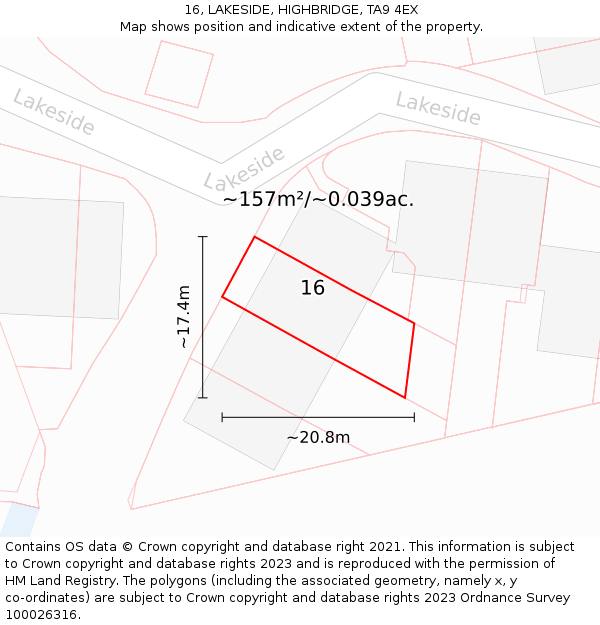 16, LAKESIDE, HIGHBRIDGE, TA9 4EX: Plot and title map
