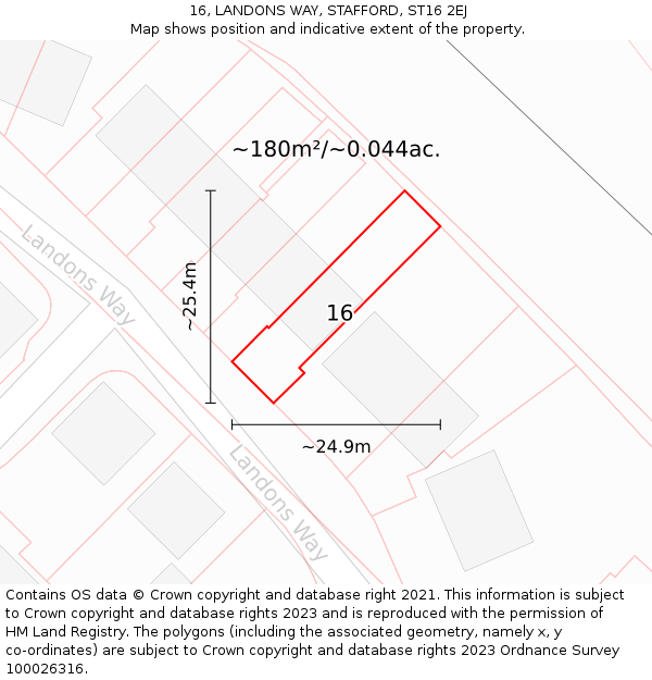 16, LANDONS WAY, STAFFORD, ST16 2EJ: Plot and title map