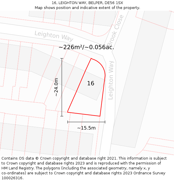 16, LEIGHTON WAY, BELPER, DE56 1SX: Plot and title map