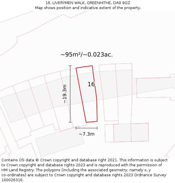16, LIVERYMEN WALK, GREENHITHE, DA9 9GZ: Plot and title map
