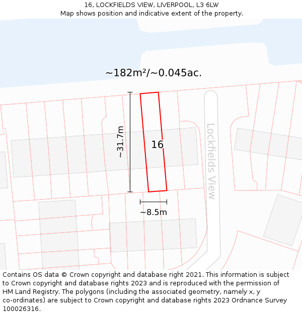 16, LOCKFIELDS VIEW, LIVERPOOL, L3 6LW: Plot and title map