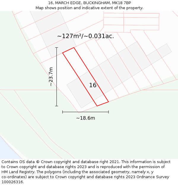 16, MARCH EDGE, BUCKINGHAM, MK18 7BP: Plot and title map