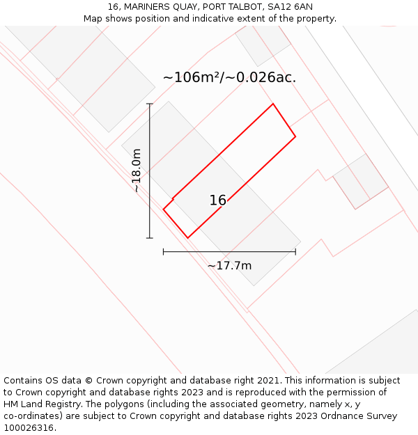 16, MARINERS QUAY, PORT TALBOT, SA12 6AN: Plot and title map