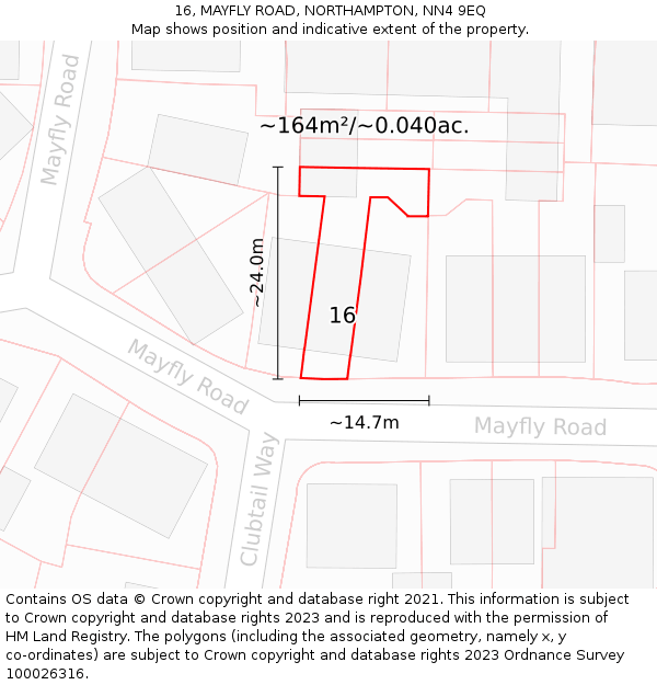 16, MAYFLY ROAD, NORTHAMPTON, NN4 9EQ: Plot and title map