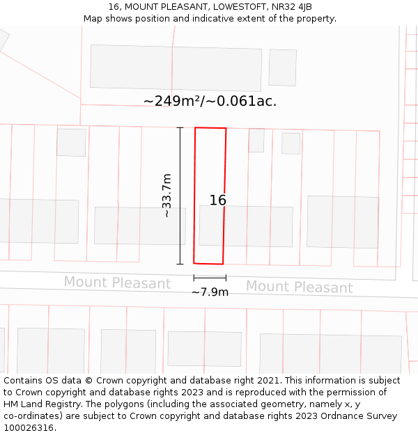 16, MOUNT PLEASANT, LOWESTOFT, NR32 4JB: Plot and title map
