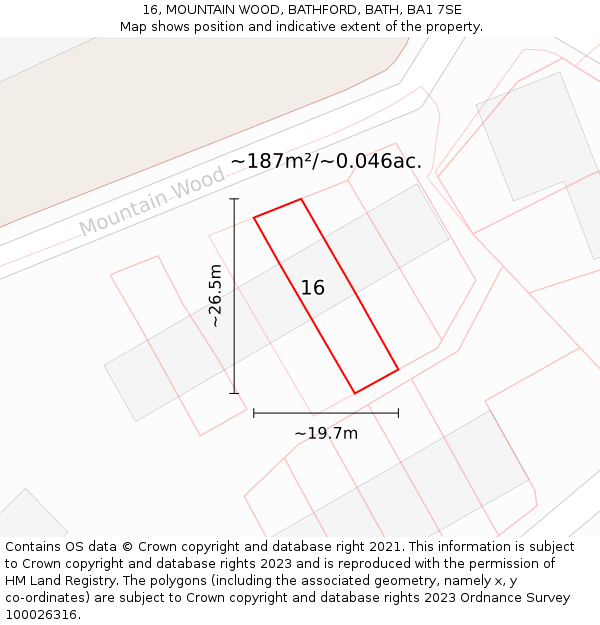 16, MOUNTAIN WOOD, BATHFORD, BATH, BA1 7SE: Plot and title map