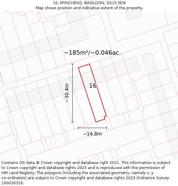 16, MYNCHENS, BASILDON, SS15 5EW: Plot and title map