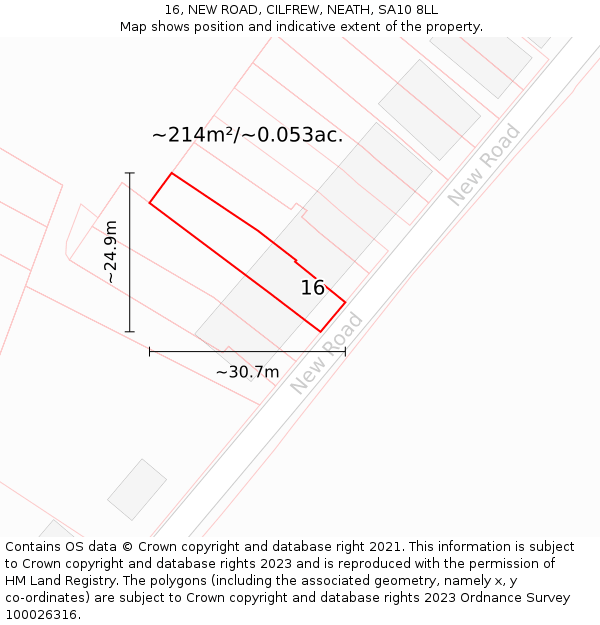 16, NEW ROAD, CILFREW, NEATH, SA10 8LL: Plot and title map