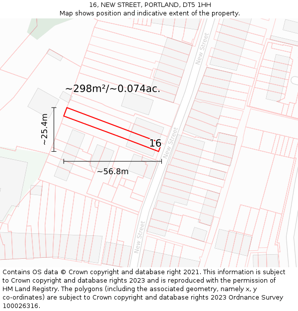 16, NEW STREET, PORTLAND, DT5 1HH: Plot and title map