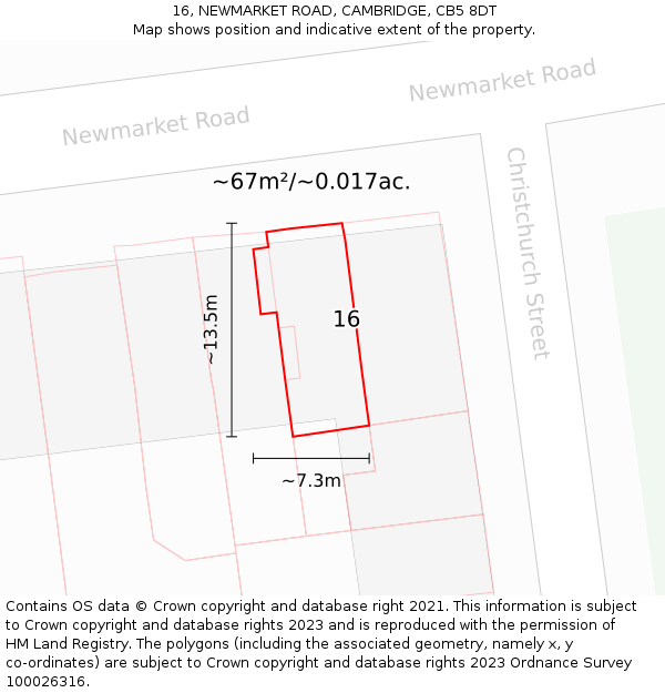 16, NEWMARKET ROAD, CAMBRIDGE, CB5 8DT: Plot and title map