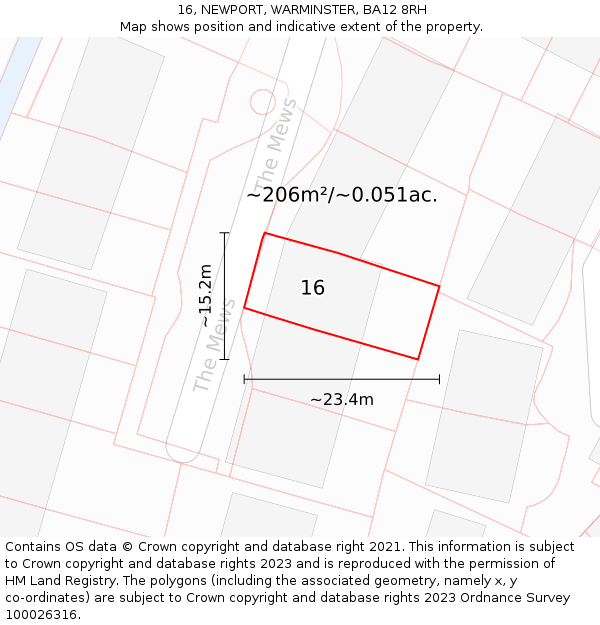 16, NEWPORT, WARMINSTER, BA12 8RH: Plot and title map