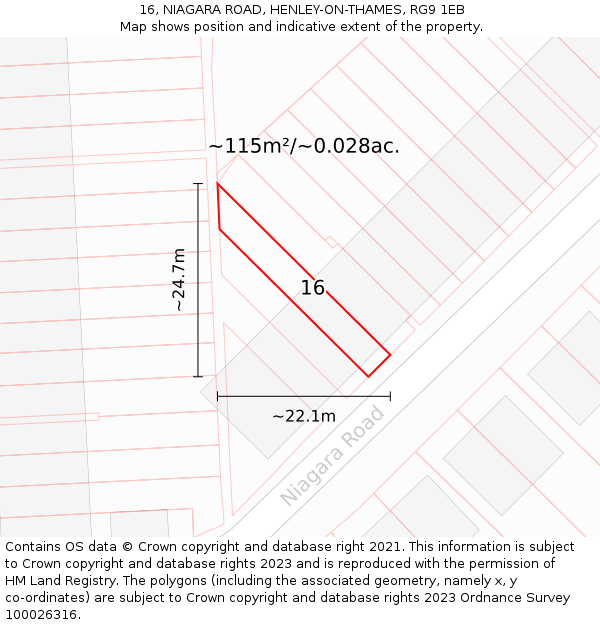 16, NIAGARA ROAD, HENLEY-ON-THAMES, RG9 1EB: Plot and title map