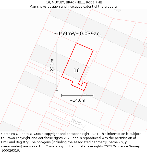 16, NUTLEY, BRACKNELL, RG12 7HE: Plot and title map