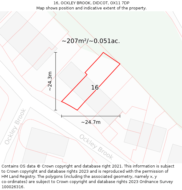 16, OCKLEY BROOK, DIDCOT, OX11 7DP: Plot and title map