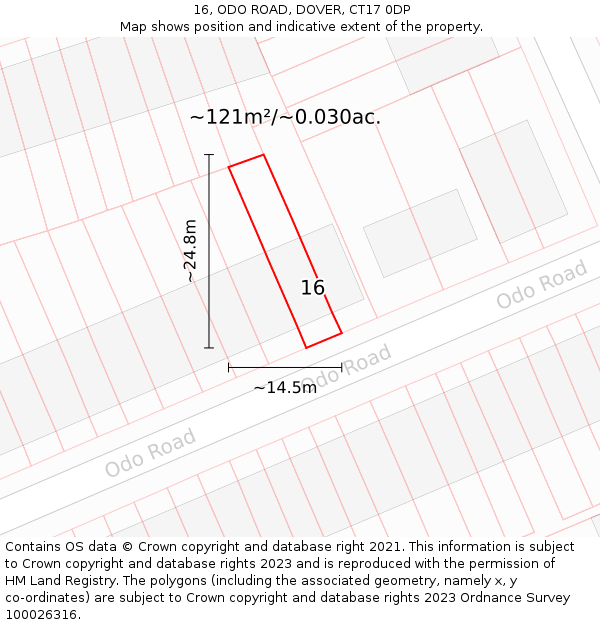 16, ODO ROAD, DOVER, CT17 0DP: Plot and title map