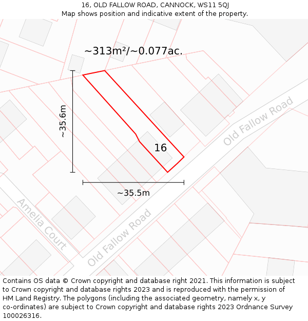 16, OLD FALLOW ROAD, CANNOCK, WS11 5QJ: Plot and title map