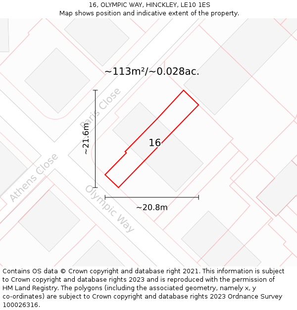 16, OLYMPIC WAY, HINCKLEY, LE10 1ES: Plot and title map