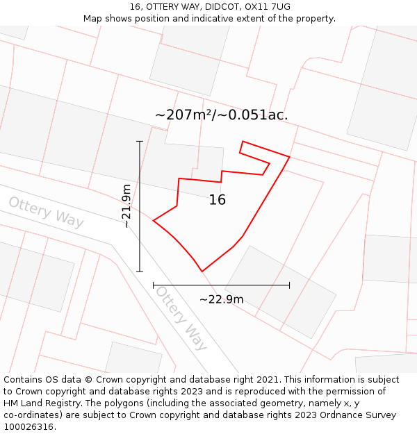 16, OTTERY WAY, DIDCOT, OX11 7UG: Plot and title map