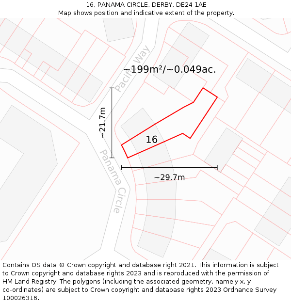 16, PANAMA CIRCLE, DERBY, DE24 1AE: Plot and title map