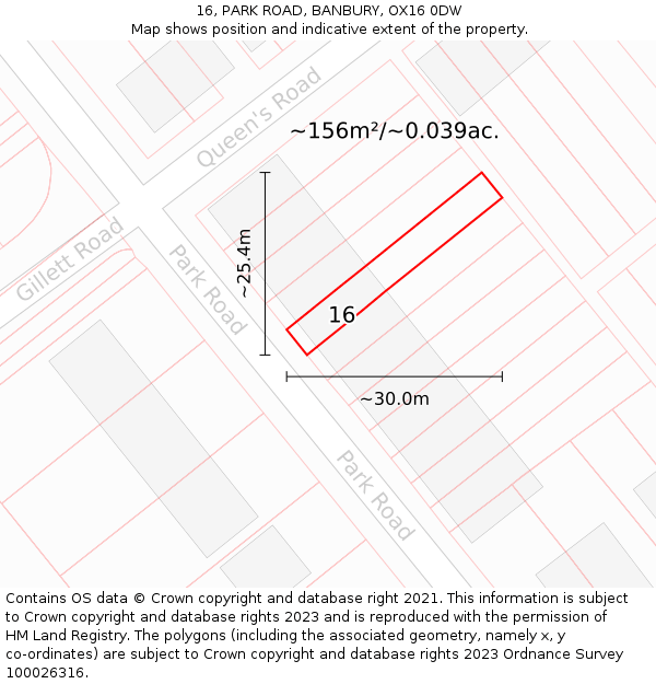16, PARK ROAD, BANBURY, OX16 0DW: Plot and title map