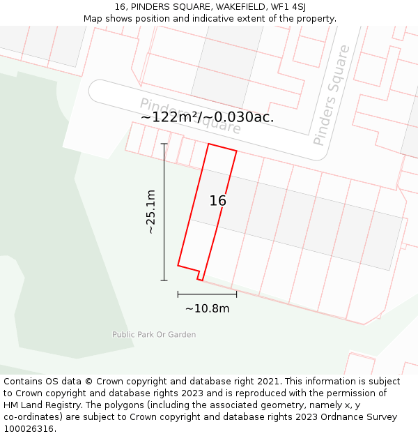 16, PINDERS SQUARE, WAKEFIELD, WF1 4SJ: Plot and title map