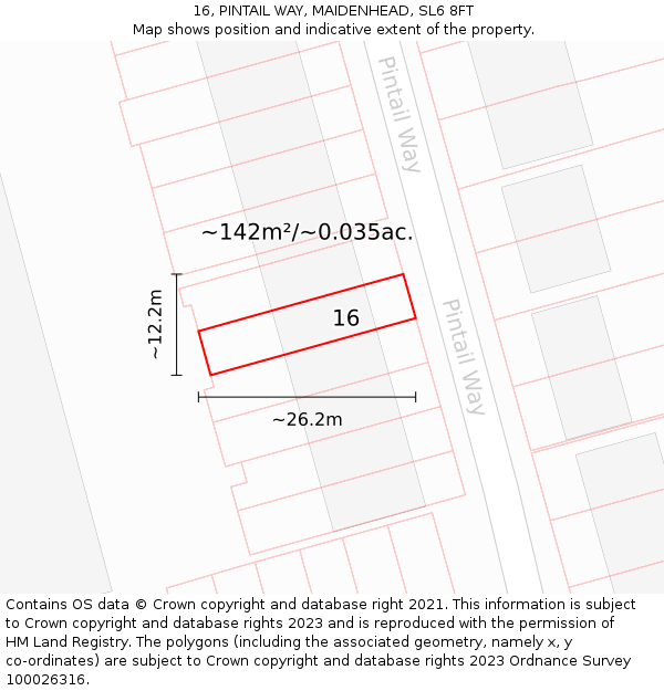 16, PINTAIL WAY, MAIDENHEAD, SL6 8FT: Plot and title map
