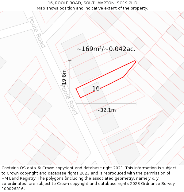 16, POOLE ROAD, SOUTHAMPTON, SO19 2HD: Plot and title map