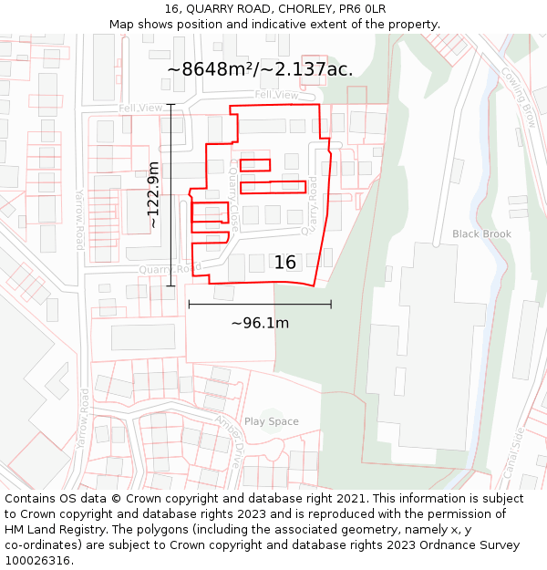 16, QUARRY ROAD, CHORLEY, PR6 0LR: Plot and title map