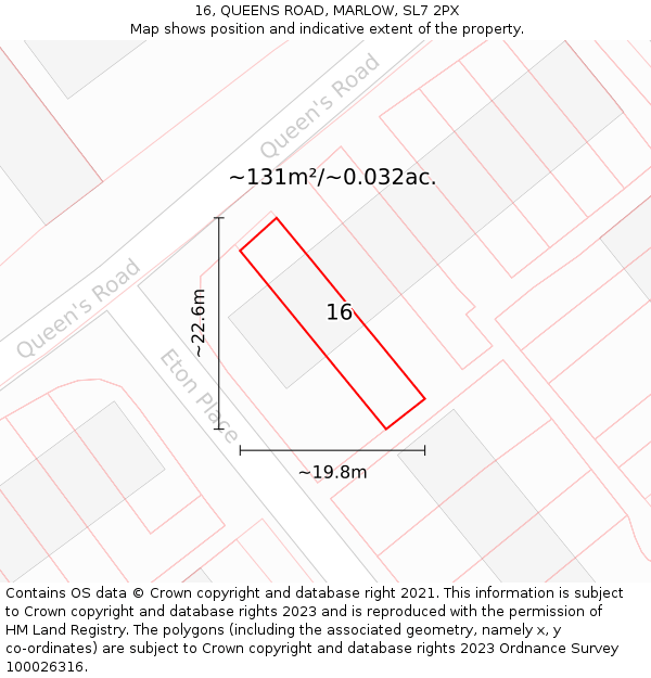 16, QUEENS ROAD, MARLOW, SL7 2PX: Plot and title map