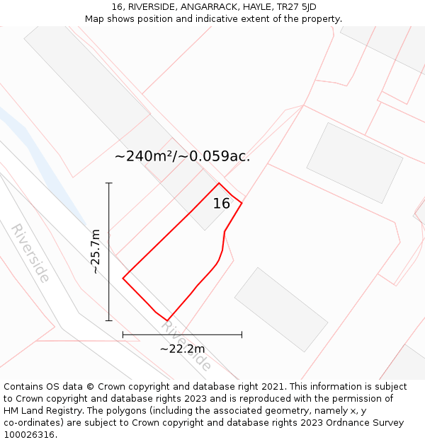 16, RIVERSIDE, ANGARRACK, HAYLE, TR27 5JD: Plot and title map