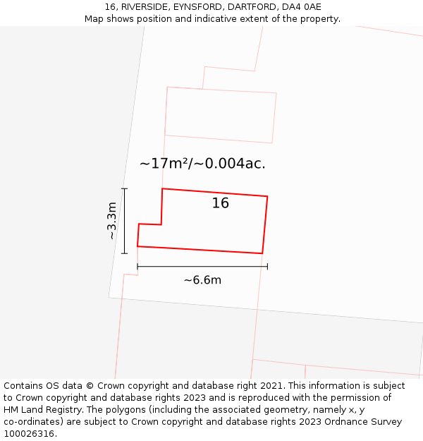 16, RIVERSIDE, EYNSFORD, DARTFORD, DA4 0AE: Plot and title map