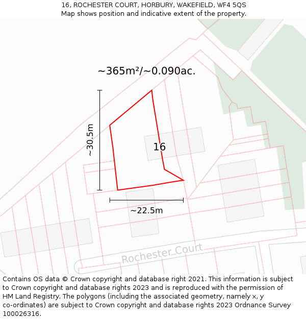 16, ROCHESTER COURT, HORBURY, WAKEFIELD, WF4 5QS: Plot and title map