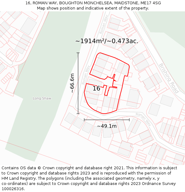 16, ROMAN WAY, BOUGHTON MONCHELSEA, MAIDSTONE, ME17 4SG: Plot and title map
