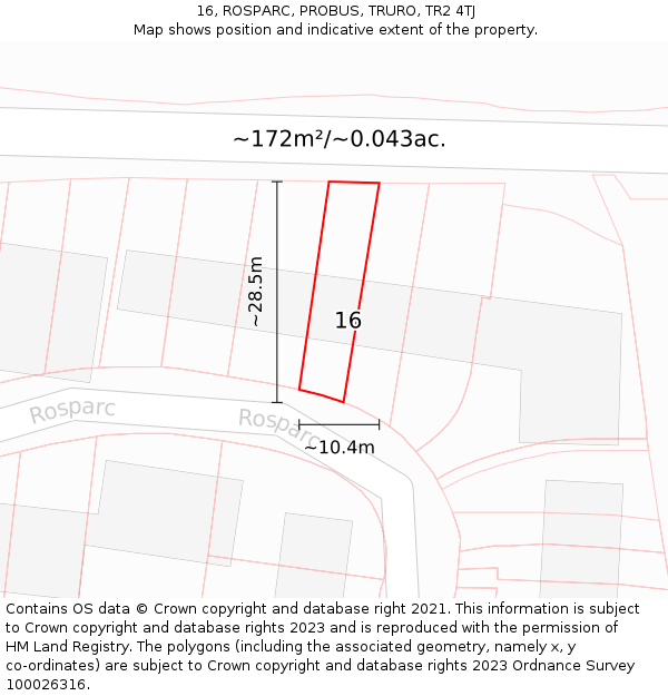 16, ROSPARC, PROBUS, TRURO, TR2 4TJ: Plot and title map