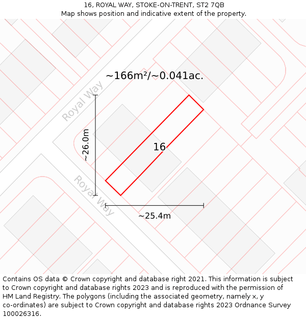 16, ROYAL WAY, STOKE-ON-TRENT, ST2 7QB: Plot and title map
