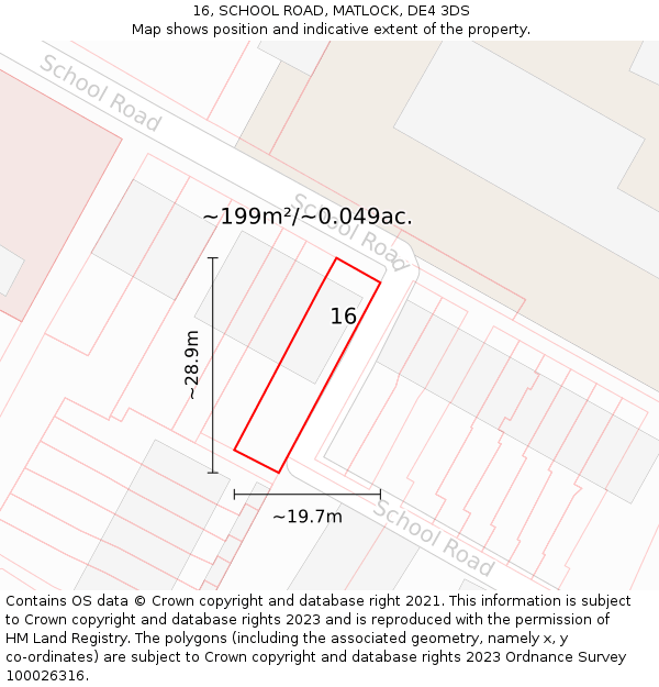 16, SCHOOL ROAD, MATLOCK, DE4 3DS: Plot and title map