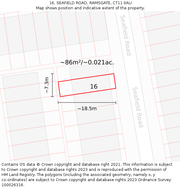 16, SEAFIELD ROAD, RAMSGATE, CT11 0AU: Plot and title map