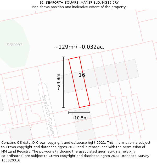 16, SEAFORTH SQUARE, MANSFIELD, NG19 6RY: Plot and title map