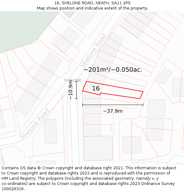 16, SHELONE ROAD, NEATH, SA11 2PS: Plot and title map