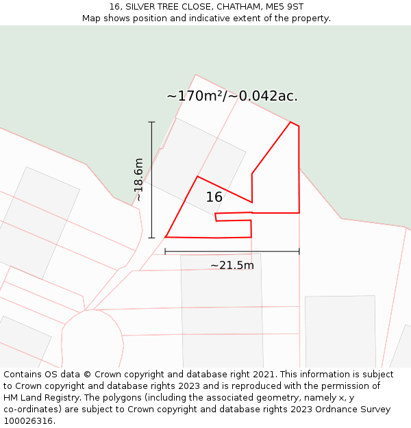 16, SILVER TREE CLOSE, CHATHAM, ME5 9ST: Plot and title map
