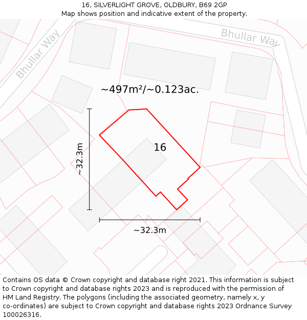 16, SILVERLIGHT GROVE, OLDBURY, B69 2GP: Plot and title map