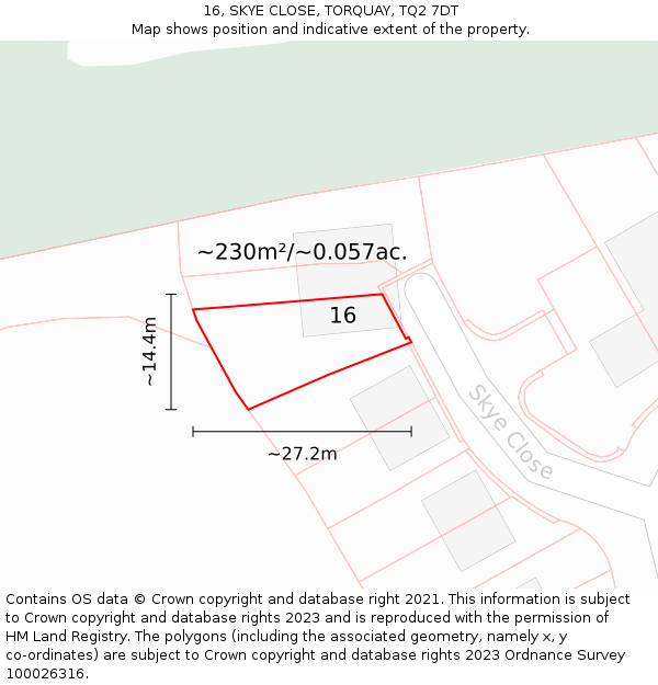 16, SKYE CLOSE, TORQUAY, TQ2 7DT: Plot and title map
