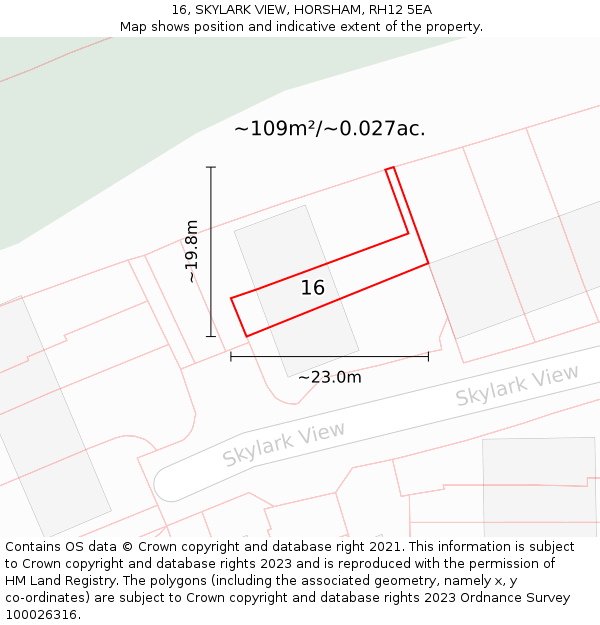 16, SKYLARK VIEW, HORSHAM, RH12 5EA: Plot and title map