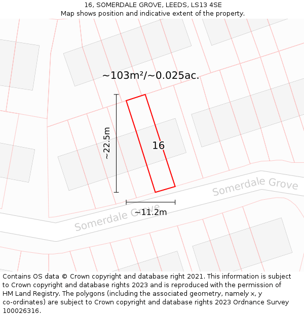 16, SOMERDALE GROVE, LEEDS, LS13 4SE: Plot and title map