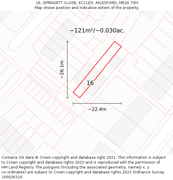 16, SPRINGETT CLOSE, ECCLES, AYLESFORD, ME20 7SN: Plot and title map