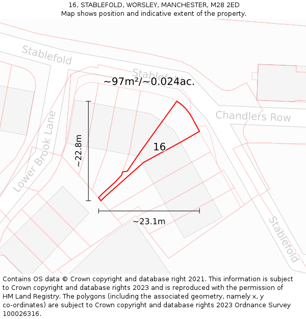 16, STABLEFOLD, WORSLEY, MANCHESTER, M28 2ED: Plot and title map