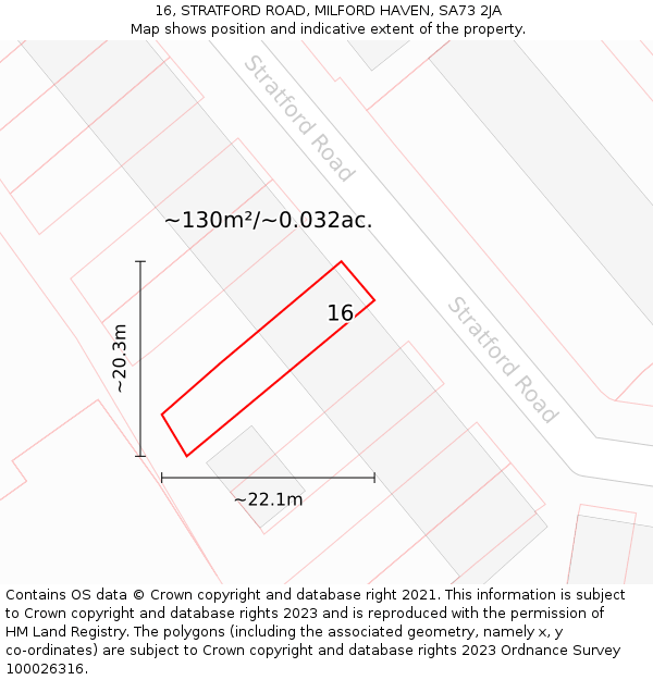 16, STRATFORD ROAD, MILFORD HAVEN, SA73 2JA: Plot and title map