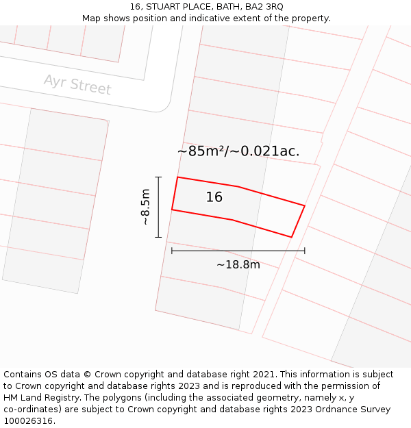 16, STUART PLACE, BATH, BA2 3RQ: Plot and title map