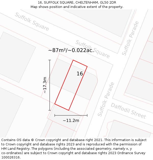 16, SUFFOLK SQUARE, CHELTENHAM, GL50 2DR: Plot and title map