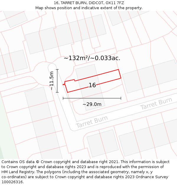 16, TARRET BURN, DIDCOT, OX11 7FZ: Plot and title map
